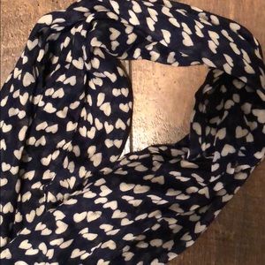 J. Crew Navy and Cream heart Scarf